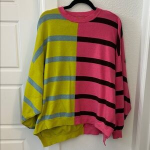 Free People Pink and Green Striped Knit